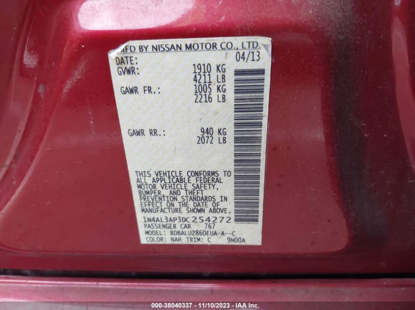 2013 NISSAN ALTIMA 2.5 SV - 1N4AL3AP3DC254272