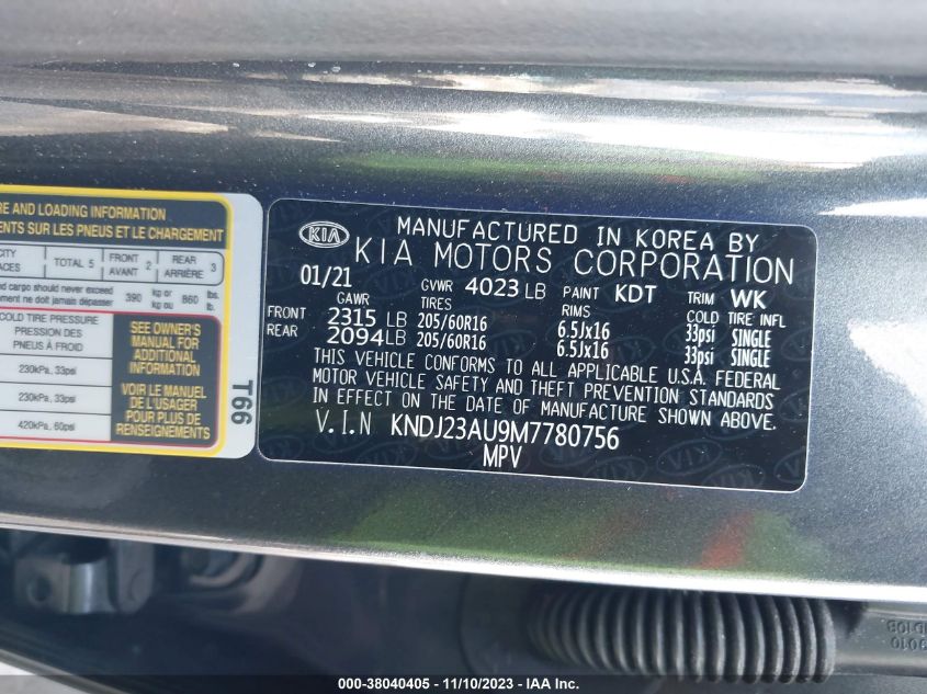 2021 KIA SOUL LX/X LINE/S - KNDJ23AU9M7780756