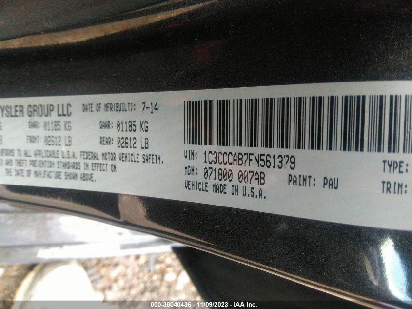 2015 CHRYSLER 200 LIMITED - 1C3CCCAB7FN561379