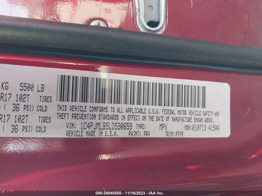 VIN 1C4PJMLB5LD590659 2020 JEEP CHEROKEE LATITUDE PLUS 4X4