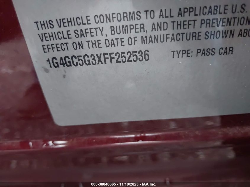 2015 BUICK LACROSSE LEATHER - 1G4GC5G3XFF252536