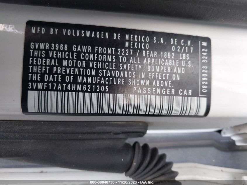 2017 VOLKSWAGEN BEETLE 1.8T FLEET/1.8T S - 3VWF17AT4HM621305