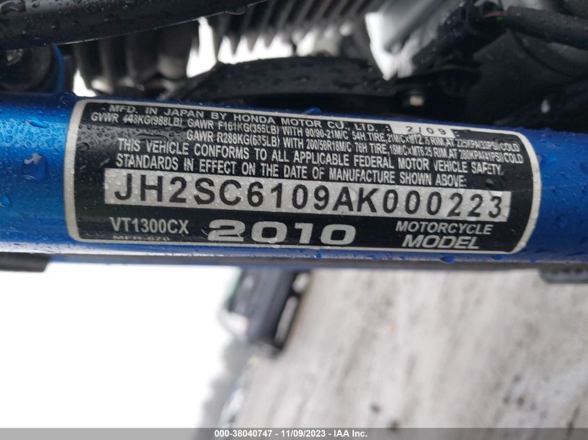 2010 HONDA VT1300 CX JH2SC6109AK000223