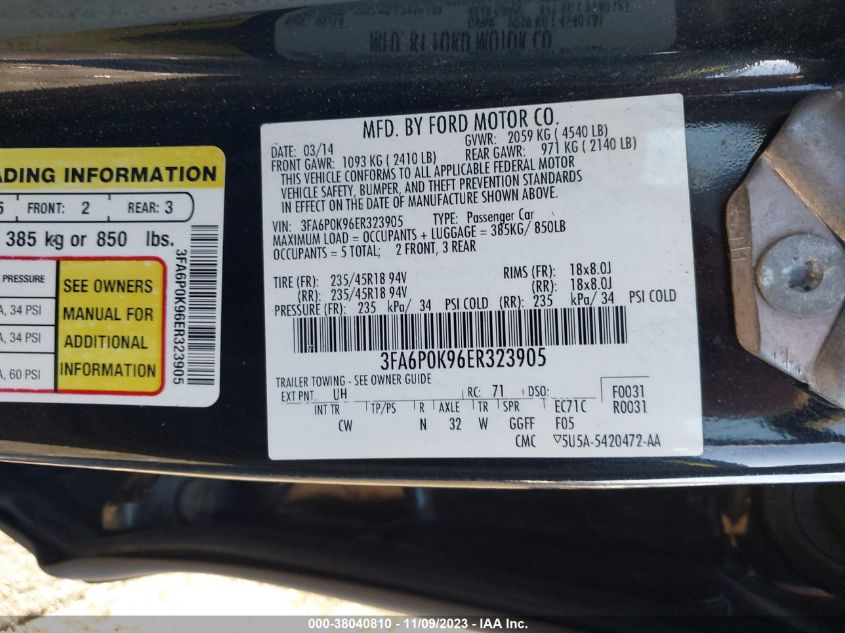 2014 FORD FUSION TITANIUM - 3FA6P0K96ER323905