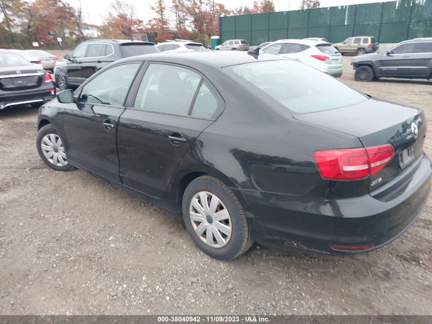 2015 VOLKSWAGEN JETTA SEDAN 2.0L S W/TECHNOLOGY 3VW2K7AJ3FM321245