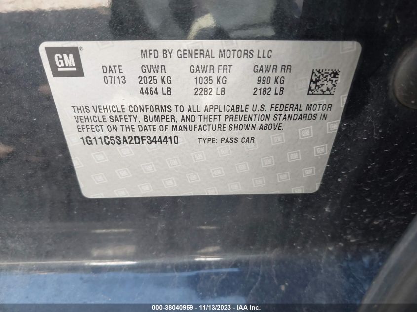 2013 CHEVROLET MALIBU 1LT - 1G11C5SA2DF344410