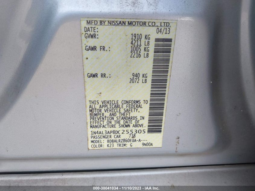 2013 NISSAN ALTIMA 2.5/S/SV/SL - 1N4AL3AP8DC255305