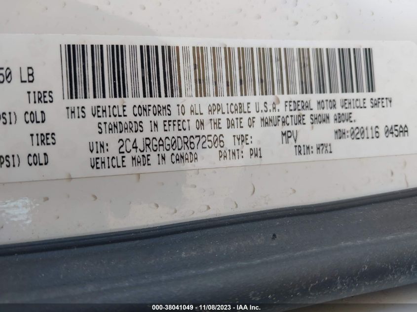 2013 RAM CARGO TRADESMAN 2C4JRGAG0DR672506