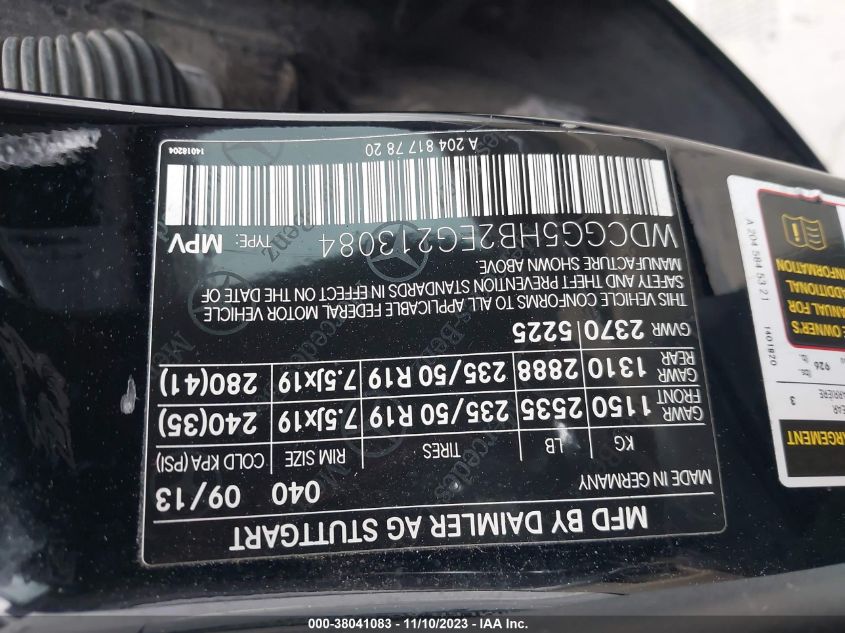 2014 MERCEDES-BENZ GLK 350 WDCGG5HB2EG213084
