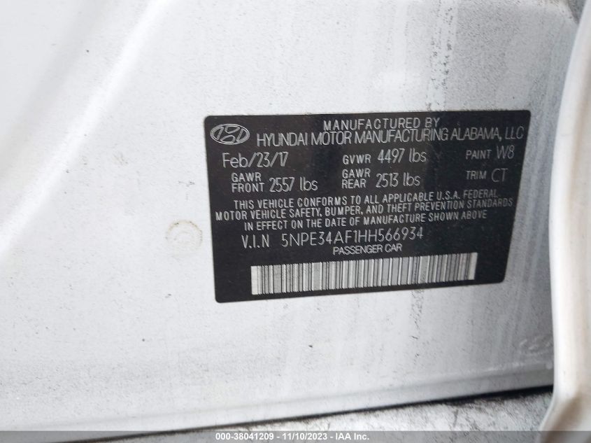 2017 HYUNDAI SONATA SPORT/LIMITED - 5NPE34AF1HH566934