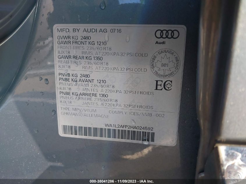 WA1L2AFP2HA024592 2017 AUDI Q5, photo no. 9