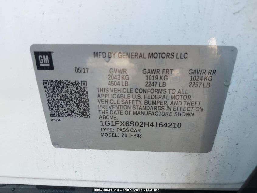 2017 CHEVROLET BOLT EV PREMIER - 1G1FX6S02H4164210