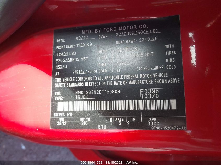 2013 FORD TRANSIT CONNECT XLT - NM0LS6BN2DT150809