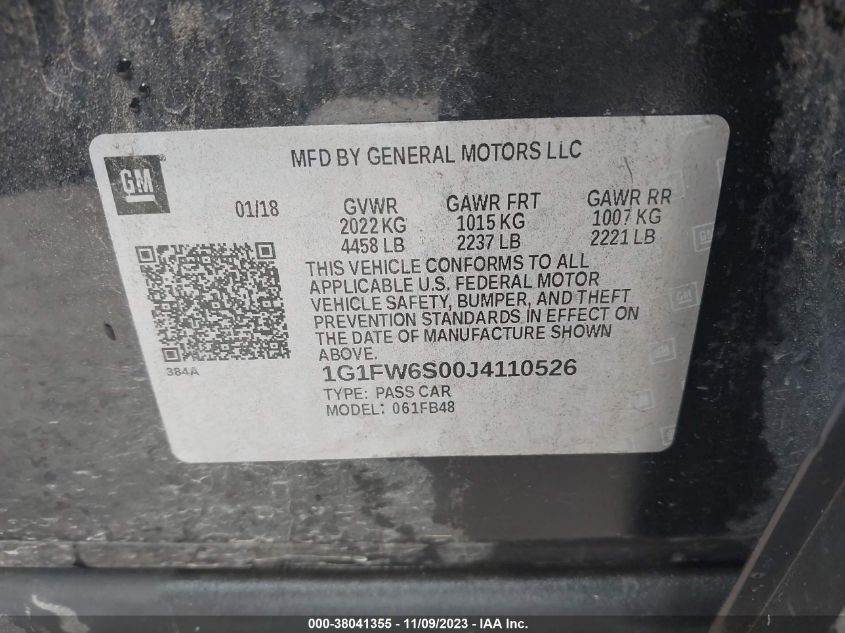 2018 CHEVROLET BOLT EV LT - 1G1FW6S00J4110526