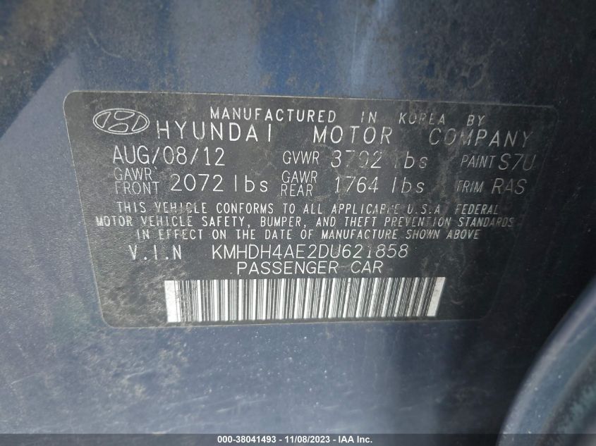 2013 HYUNDAI ELANTRA LIMITED (ULSAN PLANT) - KMHDH4AE2DU621858