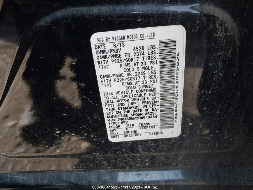 2013 NISSAN ROGUE SV - JN8AS5MV2DW648464