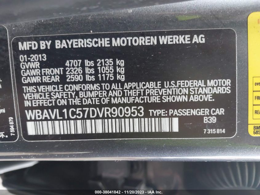 2013 BMW X1 XDRIVE28I - WBAVL1C57DVR90953