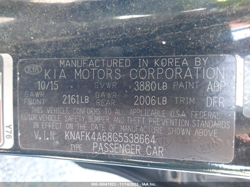 2016 KIA FORTE LX - KNAFK4A68G5538664