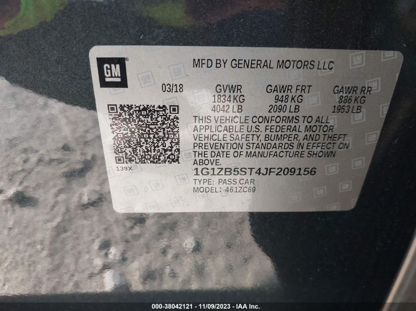 2018 CHEVROLET MALIBU LS - 1G1ZB5ST4JF209156