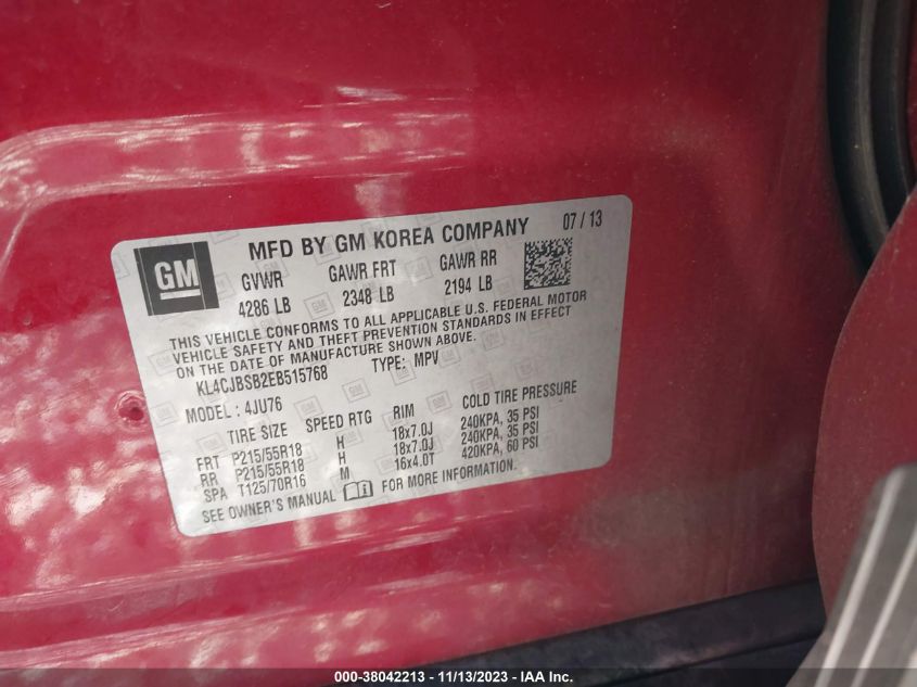 2014 BUICK ENCORE CONVENIENCE - KL4CJBSB2EB515768