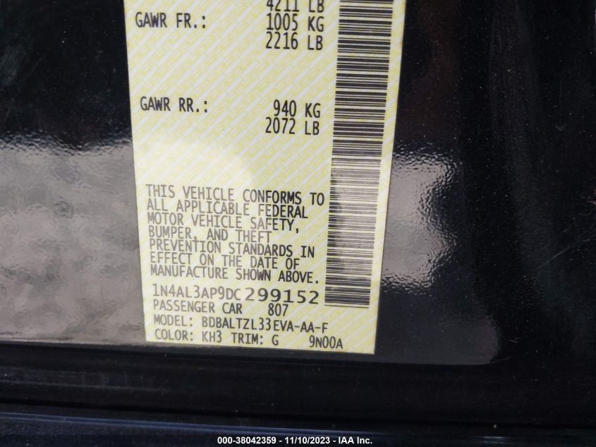 2013 NISSAN ALTIMA 2.5 SV - 1N4AL3AP9DC299152