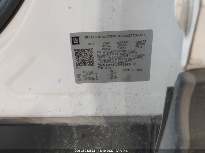 2019 CHEVROLET EQUINOX LT - 2GNAXKEV5K6141826