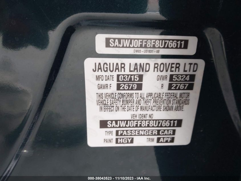 2015 JAGUAR XF 3.0 SPORT AWD - SAJWJ0FF8F8U76611
