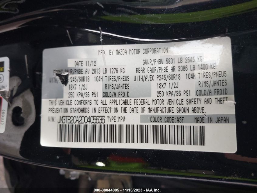 2013 MAZDA CX-9 TOURING - JM3TB2CA2D0405636
