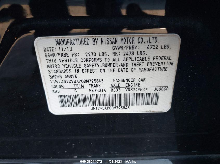 2013 INFINITI G37 JOURNEY - JN1CV6AP8DM725845