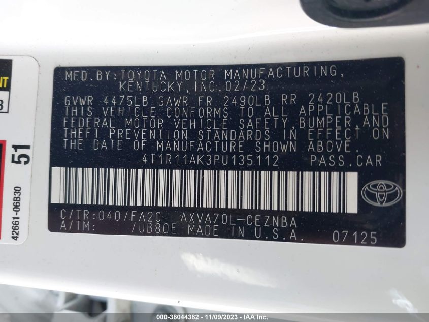 2023 TOYOTA CAMRY LE - 4T1R11AK3PU135112