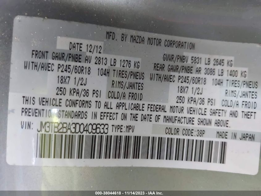 2013 MAZDA CX-9 SPORT - JM3TB2BA3D0409633