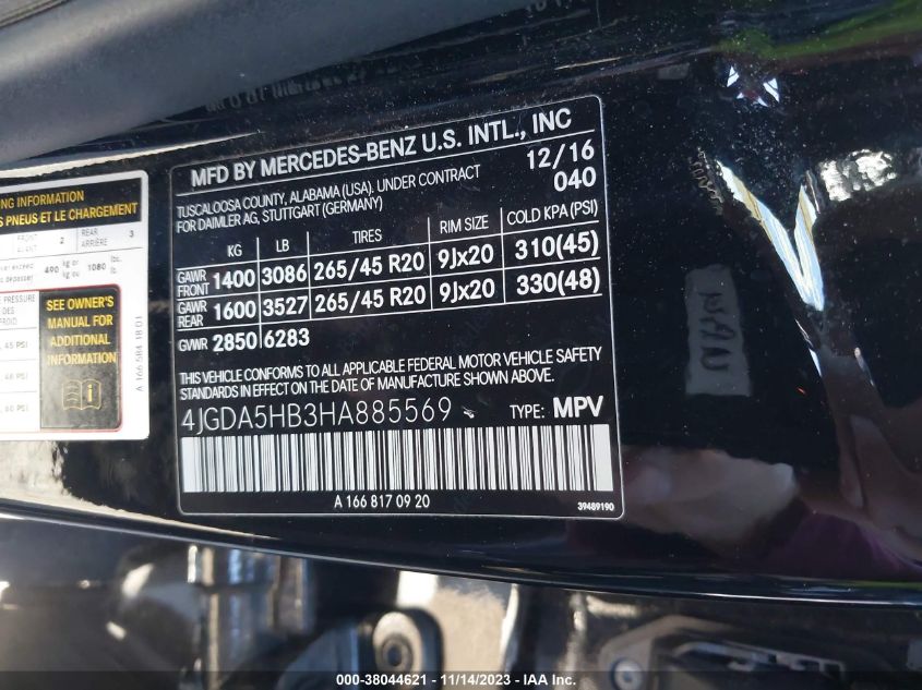 2017 MERCEDES-BENZ GLE 350 4MATIC - 4JGDA5HB3HA885569