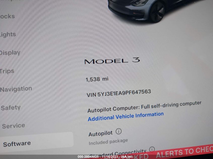 2023 TESLA MODEL 3 - 5YJ3E1EA9PF647563
