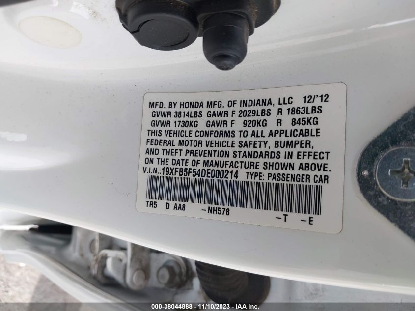 2013 HONDA CIVIC NATURAL GAS - 19XFB5F54DE000214