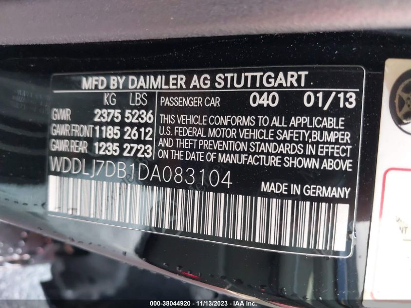 2013 MERCEDES-BENZ CLS 550 WDDLJ7DB1DA083104