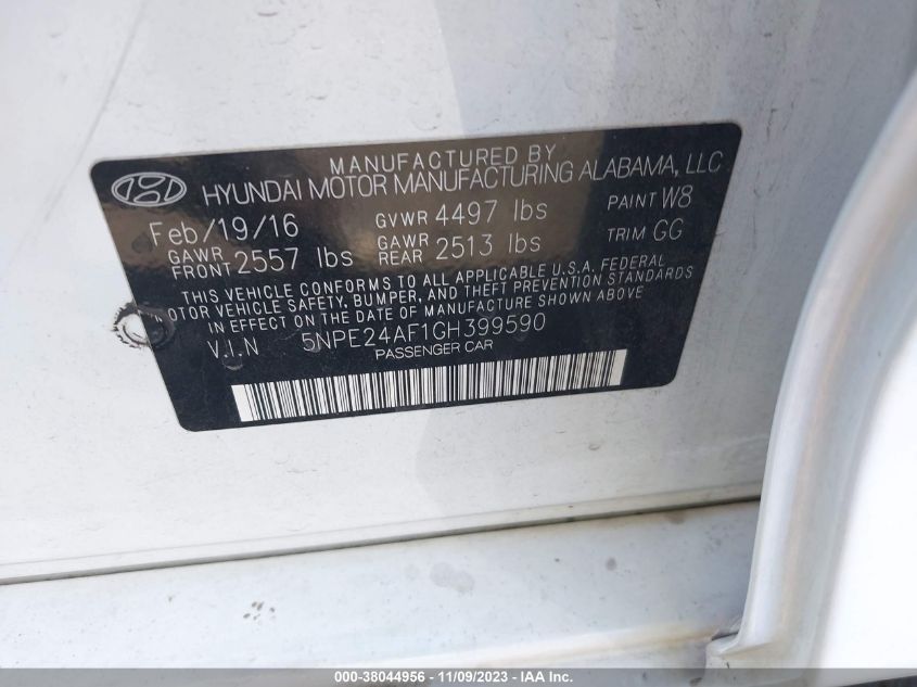 2016 HYUNDAI SONATA SE - 5NPE24AF1GH399590