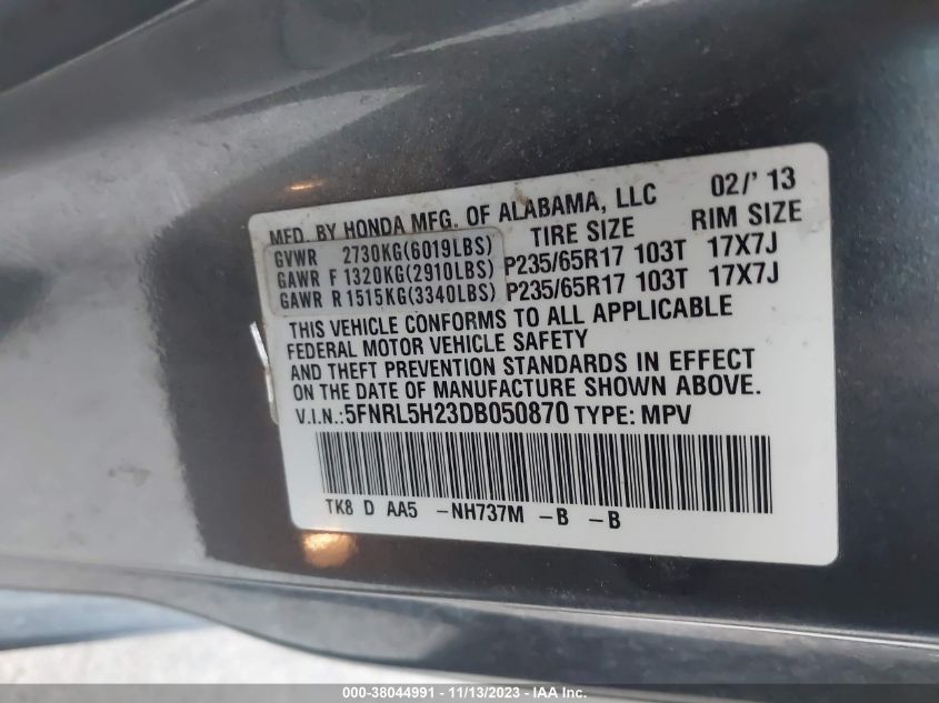 2013 HONDA ODYSSEY LX - 5FNRL5H23DB050870