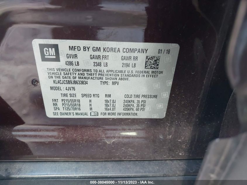 2018 BUICK ENCORE ESSENCE - KL4CJCSB9JB633834