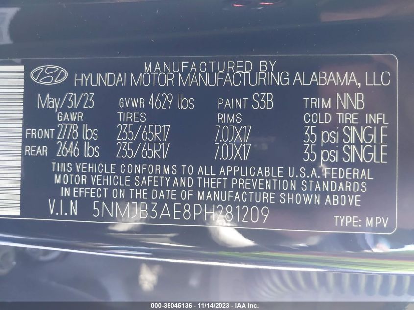 2023 HYUNDAI TUCSON SEL - 5NMJB3AE8PH281209