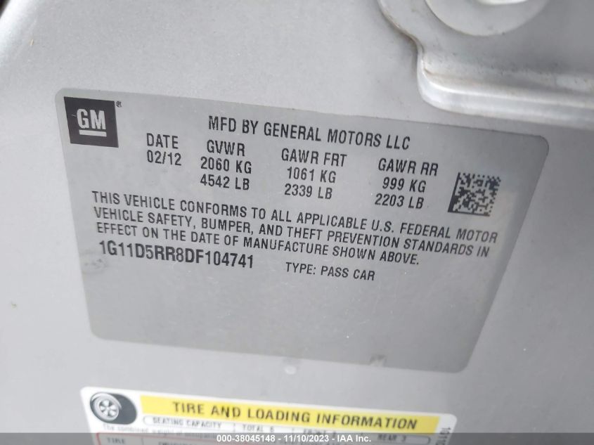2013 CHEVROLET MALIBU ECO - 1G11D5RR8DF104741