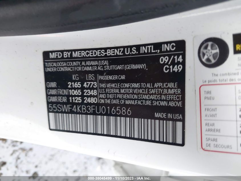 2015 MERCEDES-BENZ C 300 4MATIC - 55SWF4KB3FU016586