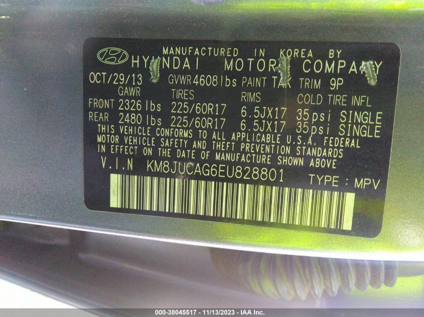 2014 HYUNDAI TUCSON SE - KM8JUCAG6EU828801