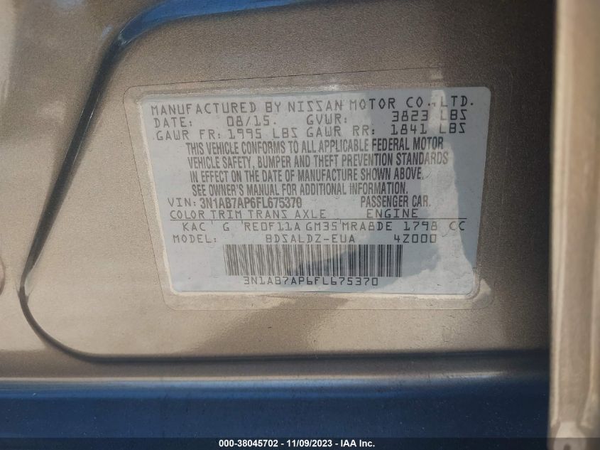 2015 NISSAN SENTRA SV - 3N1AB7AP6FL675370