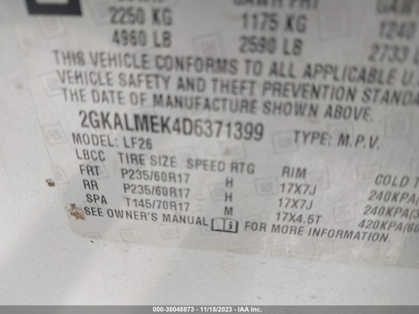 2013 GMC TERRAIN SLE - 2GKALMEK4D6371399
