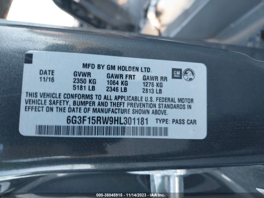 2017 CHEVROLET SS - 6G3F15RW9HL301181