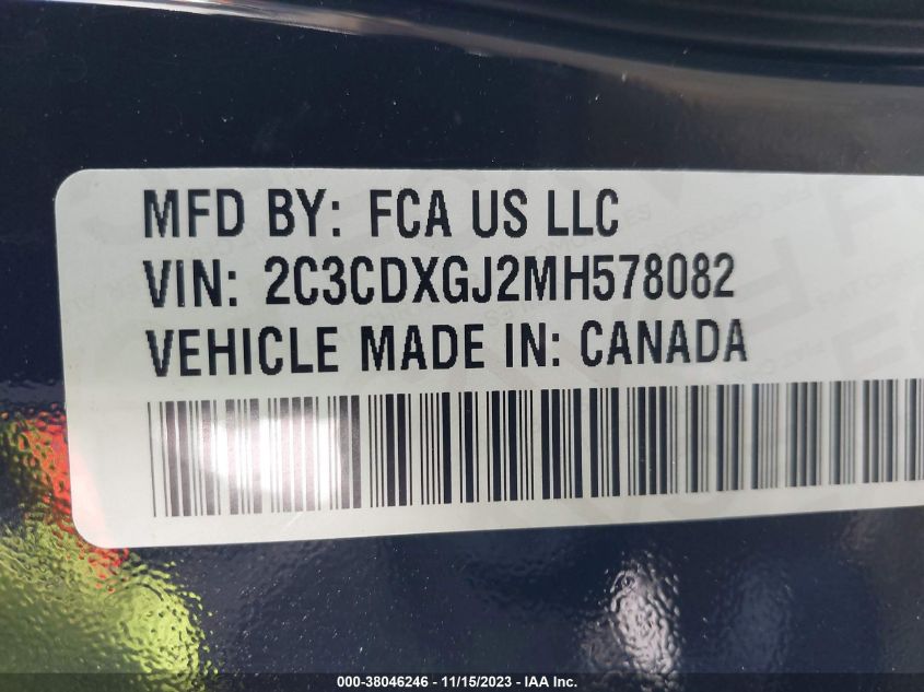 VIN 2C3CDXGJ2MH578082 2021 DODGE CHARGER no.9