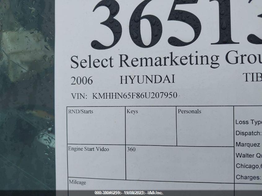 2006 HYUNDAI TIBURON VIN: KMHHN65F86U207950