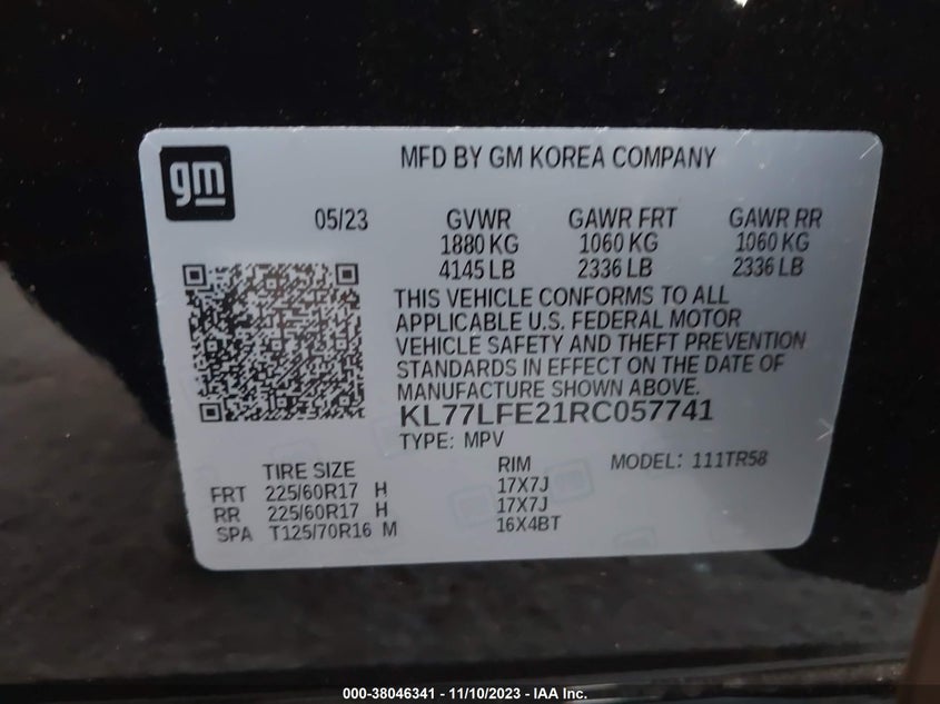 VIN KL77LFE21RC057741 2024 CHEVROLET TRAX LS