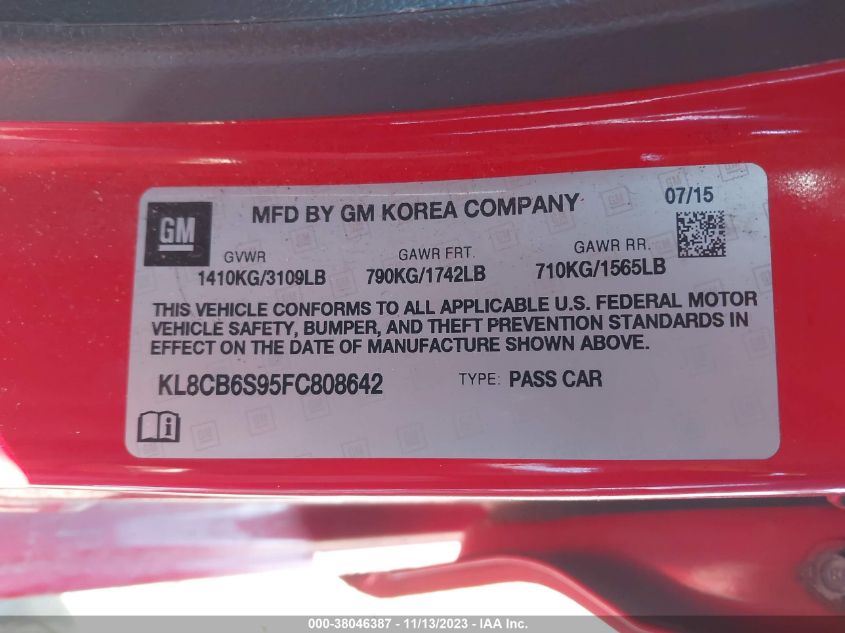 2015 CHEVROLET SPARK LS CVT - KL8CB6S95FC808642