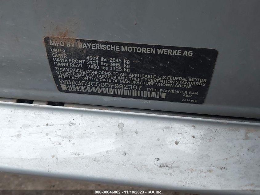 2013 BMW 320I XDRIVE - WBA3C3C50DF982397